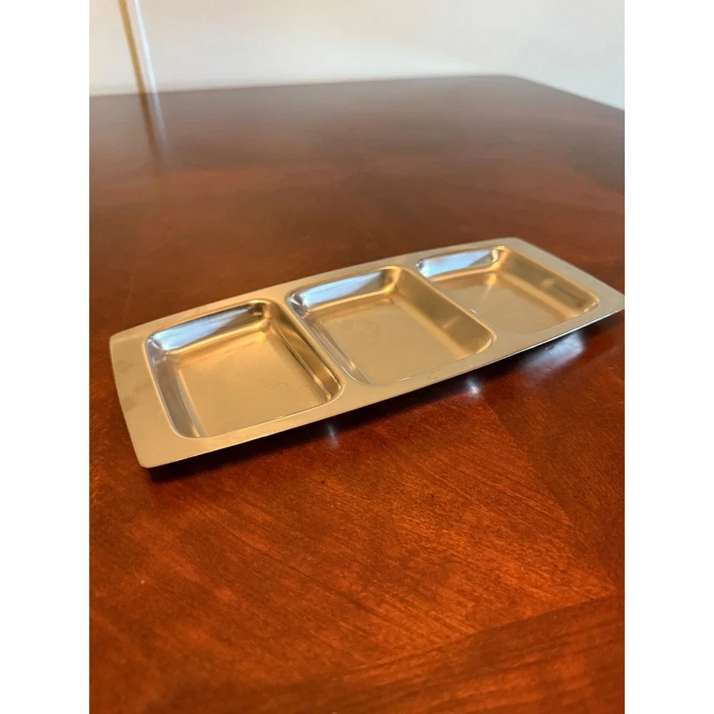 Lundtofte Denmark Stainless Steel 3 Compartment Divided Serving Tray 2999/1 MCM
